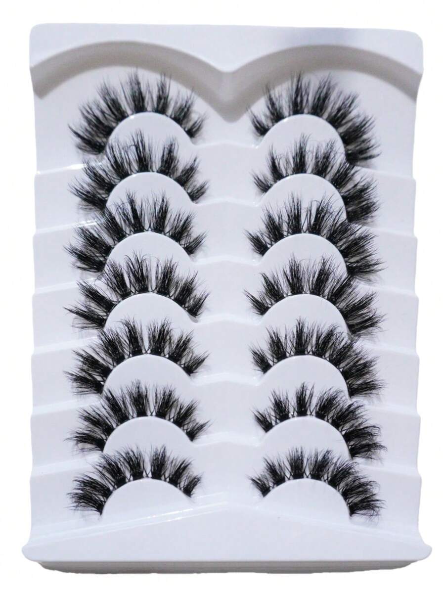 7 pares de pestañas postizas largas y naturales de estilo de dibujos animados, adecuadas para maquillaje diario y fiestas, pestañas de estilo de ojo de gato y hada para crear un maquillaje encantador. Pestañas postizas largas y naturales, pestañas de ojo de gato esponjosas, pestañas postizas suaves y esponjosas, tiras de extensión de pestañas para maquillaje - Ver 1