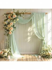 1pc Romantic Sage Green Sheer Fabric, Elegant Wedding Decor, Forest Theme Decor, Ideal For Wedding Arch, Chair Decor, Table Decor, Staircase Decor, Ceiling Hanging Net, Bridal Shower, Suitable For Wedding Arch, Chair Decor, Table Decor, Staircase Decor - Multicolor - View 7
