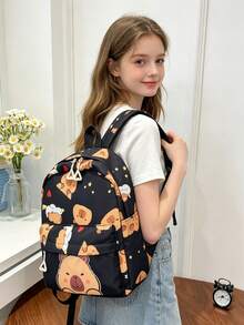 1 buah Tas Ransel Pelajar Motif Capybara Kartun, Tas Sekolah Kartun Lucu, Tali Bahu yang Dapat Diatur, Tas Ransel Ringan Kasual, Cocok Untuk Anak Perempuan/Remaja/Pelajar/Lulusan, Untuk Penggunaan Sehari-hari, Jalan-jalan, Perjalanan, Sekolah - MultiWarna - View 6