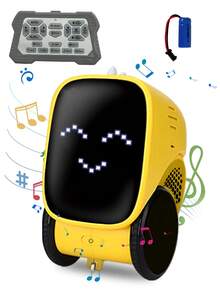 1pc Intelligent Programmable Remote Control Robot Toy, Robot Toy, Children's Toy, Rechargeable Remote Control Robot With Automatic Demo, Dancing Moves, Music, Flashing LED Eyes, Multiple Functions To Choose From, Various Expressions, Popular Children's Gift, USB Rechargeable Lithium Battery Interactive Smart Robot Toy - Multicolor - View 5