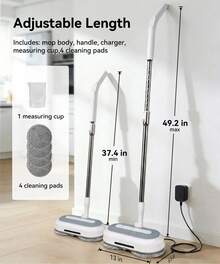 BIMZUC Cordless Mop, Self Propelled Spin Mop Floor Cleaning With Spray And LED Light, Adjustable Handle, 60 Min Runtime - Trắng - Xem 7