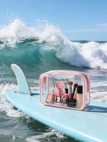 Túi đi biển chống thấm nước bằng PVC in chữ "Take Me To The Beach" trang trí vỏ sò và sao biển, túi đựng mỹ phẩm PVC, túi đựng đồ du lịch PVC có khóa kéo, túi đựng đồ vệ sinh cá nhân nhẹ, chống phai màu dành cho nam và nữ, hộp đựng trang điểm di động được TSA chấp thuận, dễ lau chùi, lý tưởng cho các bà mẹ, giáo viên, bạn bè, y tá, trường học, kỳ nghỉ, đồ dùng cần thiết cho năm học mới, quà tặng Ngày của Mẹ, đồ dùng cần thiết cho mùa hè. - Nhiều màu - Xem 9