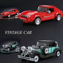 Coches clásicos y modelos de supercoches con soportes de exhibición y placas con nombres, coches de modelo DIY hechos de bloques de construcción, perfectos para coleccionistas - K2259- 320 unidades - Ver 2