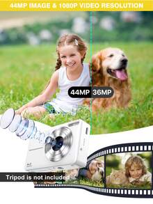 Nicamery 44MP FHD 1080P Compact Digital Camera, 16X Zoom, 32GB Memory Card Included, Ideal Gift For Beginners - White - View 4