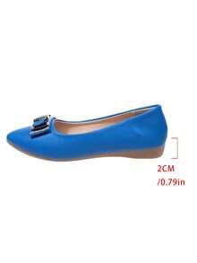 Plus Size Women's Round Toe Slip-On Casual Ballet Shoes, Comfortable Spring/Autumn Shoes - Blue - View 8