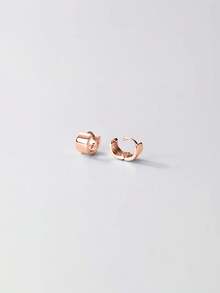 BALMORA 1 Pair S925 Sterling Silver Polished Fashion Geometric Round Small Earrings, Women's Daily Wear, Perfect Gift, Valentine's Day Gift, Mother's Day Gift - Rose Gold - View 8