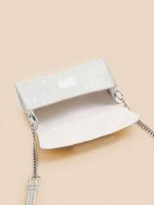 1pc Girls' Fashionable Sweet Princess Mini 2-Way Handbag With Chain Strap, Suitable For Daily Use, Party, Travel, Birthday Gift - Silver - View 6