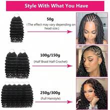 Deep Wave Feather Crochet Hair Human Hair Invisible Miracle Knots Crochet Hair Human Hair 50g Pre-Separated Human Crochet Hair Deep Water Wave Curly Miracle Knots Crochet Reusable Brazilian Wet And Wavy Human Hair Bundles Braiding Hair 8-30 Inch - Natural Black - Xem 10