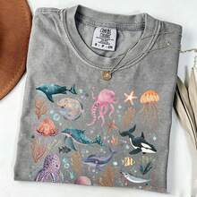 [100% Cotton] Animal T-Shirt, Ocean Nature T-Shirt, Sea Life T-Shirt, Dolphin Orca Whale T-Shirt, Ocean Gift For Marine Biologist, Beach T-Shirt, Cute Relaxing Holiday Gift, Gen Z 2026 Meme T-Shirt, Premium Summer Clothing For Women - Bow - View 10