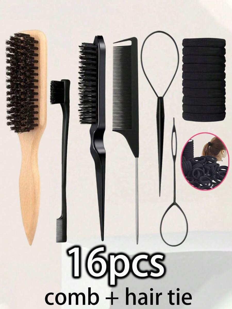 Bộ 16/1 gồm lược chải mượt unisex, lược chải râu, lược chống rối, lược cán gỗ mềm mại, dây buộc tóc, lược gỡ rối, lược kiểm soát đường chân tóc, lược làm mượt tóc, lược chải tóc, lược cán gỗ mềm mại, lược chống rối, lược nhựa, tạo kiểu tóc đuôi ngựa mượt mà - Bao gồm lược chải ngược răng rộng và lược gỡ rối, tiện lợi cho việc chia tóc, tạo kiểu, đánh bóng và làm mượt tóc, tạo kiểu tóc không bị rối, phù hợp cho cả nam và nữ, thích hợp làm quà Giáng sinh.