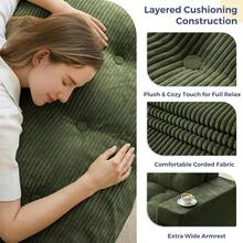 Sofá Modular en Forma de L MAXYOYO de 104" con Otomana, Sofá Sin Estructura con Cojines en Capas, Sofá Tapizado en Caja, Combinación de Módulos Flexibles para Sala de Estar, Sin Montaje, Gris Oscuro - Verde Oscuro - Ver 6