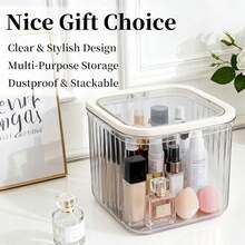 Thùng rác mini để bàn có nút bấm, trong suốt và kiểu dáng trang nhã, thích hợp sử dụng trong nhà, phòng ngủ hoặc cạnh giường ngủ. - Xem 2