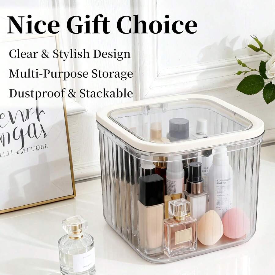 Thùng rác mini để bàn có nút bấm, trong suốt và kiểu dáng trang nhã, thích hợp sử dụng trong nhà, phòng ngủ hoặc cạnh giường ngủ.