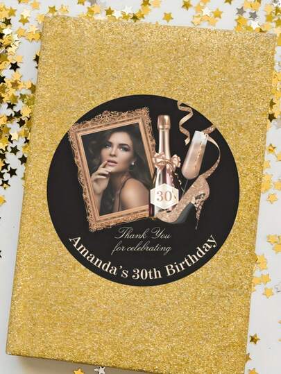 Customized Birthday Stickers, Personalized Birthday Party Decorative Labels, Self-Adhesive Birthday Stickers, Customizable Photo And Birthday Design, Suitable For Celebration Events, Custom Stickers