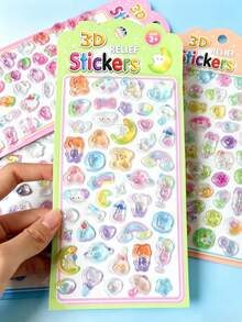 Cartoon Animal Embossed Stickers, 3D PVC Decorative Stickers Suitable For Water Bottles, Notebooks, Laptops, Phone Cases - Multiple Colors (style/packaging Random) - View 5