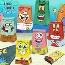 SpongeBob SquarePants 12入/6入主題紙製禮品袋 卡通糖果手提袋 耐用牛皮紙袋 適合生日派對、節日禮物與粉絲活動，可愛慶祝場合派對小禮 (隨機款式) - 彩色 - 查看 11