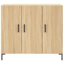 vidaXL Sideboard Sonoma-Eiche 90x34x80 cm Holzwerkstoff - Braun - Übersicht 6