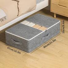 1pc Clothing Storage Bag With Window - Suitable For Bedding Use - Portable Garment Storage Bag - Bedding Storage Bag - Storage Bag Storage Box - Drawer Style Storage Unit - White - View 9