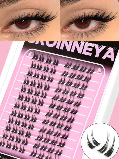 96 peças GROINNEYA Cílios DIY de Fada, Cílios Espinhosos Alongados, Cílios de Olho de Gato Estilo Anime, Cílios Falsos Finos, Volumosos e Alongadores Individuais, Adequados para Extensão de Cílios em Casa, Perfeitos para Maquiagem Diária ou de Transporte