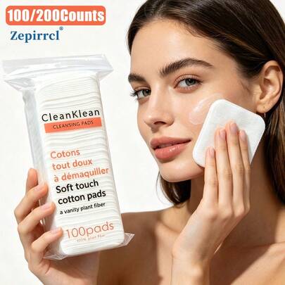 Zepirrcl 100/200 Counts, Portable Facial Cosmetic Sheet Soft Touch Skincare Accessory Multi-Use Beauty Pad For Toner Essence Dabbing & Makeup Clean, 6*7cm