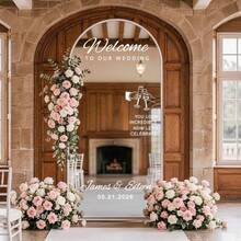 Pegatina personalizada de espejo de bienvenida para boda, cartel de bienvenida personalizado para boda, decoración de recepción de boda - Multicolor - Ver 2