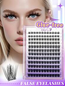 ELYCO 144 Clusters/132 Clusters Glue-Free Segmented Fluffy Eyelashes, Gentle Skin-Friendly, Time-Saving And Effort-Saving, D Curl, 0.07mm Thickness, 8-16mm Mixed Length, DIY Eyelash Extensions, Dense And Voluminous With Defined Layers, Creating Full And Dimensional False Eyelash Look, Suitable For Daily Wear, Evening Parties And Various Important Occasions - D - View 1