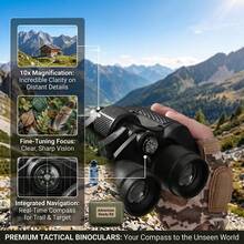 10x50 Professional HD Binoculars | Black, High Magnification, Stable Image, Suitable For Birdwatching, Hiking, Cycling, And Sporting Events. Includes Carrying Case And Shoulder Strap. Made Of Polypropylene. - A - View 4