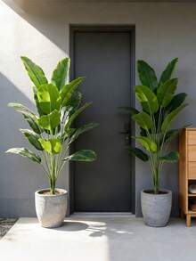Set de 2 piezas con 24 hojas grandes artificiales de árbol de plátano tropical, ramas de ave del paraíso de plástico de 90-120cm, hojas de palma falsas, hojas de monstera verdes, hojas de violín reales al tacto, follaje artificial para decoración del hogar, oficina, jardín y fiestas - Decoración de plantas de plástico para interiores y exteriores, plantas tropicales altas (maceta no incluida) - Verde Oliva - Ver 11