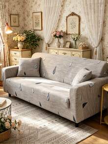 1pc Raindrop Print Modern Minimalist Style Stretch Full Coverage Sofa Cover, Polyester Fabric, Machine Washable, All Season Use, Pillow Cover Not Included - Light Grey - View 11