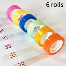 Cinta adhesiva de colores del arcoíris, rollo de cinta de papelería transparente de color caramelo, adecuada para scrapbooking, envoltura de regalos y uso diario - Multicolor - Ver 3