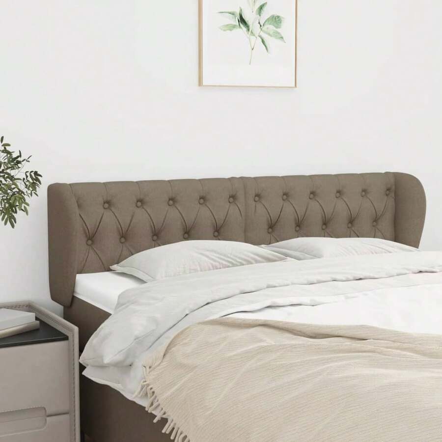 vidaXL Kopfteil mit Ohren Taupe 163x23x78/88 cm Stoff - Grau - Übersicht 1