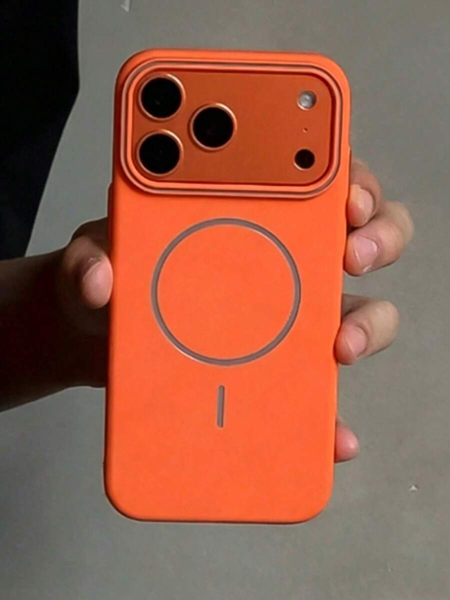 1 chiếc ốp lưng điện thoại từ tính, mờ, thân thiện với da, sạc không dây, dành cho iPhone 17 Air 16 15 14 13 12 Pro Max Plus, mặt lưng silicon mềm mại. - trái cam - Xem 1