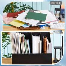 Paquete de soportes para archivos de revistas de 10. x 10.2 x 14 pulgadas cajas verticales de cartón para libros revistas cajas de almacenamiento de documentos para estantes de - negro - Ver 6