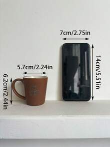 1pc 68ml Retro Mini Italian Espresso Cup, Ceramic Letter Decor Small Tea Cup, Suitable For Coffee Shop, Home Coffee Maker, Afternoon Tea, Gift - Multicolor - View 5
