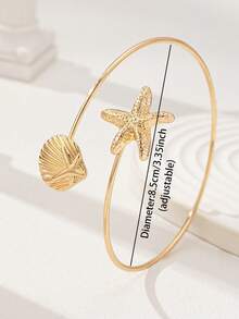 1 buah Gelang Bangle Terbuka Garis Geometris Minimalis Wanita, Warna Emas untuk Pemakaian Sehari-hari, Perhiasan, Aksesoris - Emas - View 3