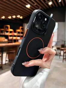 Ốp lưng điện thoại từ tính cao cấp tích hợp chân đế ống kính, dành cho iPhone 17 Pro Max, 16, 15, 14, 13 Pro Max, 16 Pro Max, kèm chân đế ống kính, sạc không dây từ tính, chống sốc. - màu đen - Xem 3