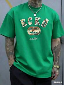 The Iconic ECKO Unltd Graphic Features A Bold Rhino Emblem With Urban Camouflage Lettering Symbolizing Strength Individuality Urban Culture   220g - 綠色 - 查看 3