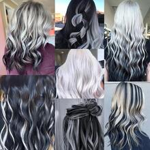 3/6pcs Long Straight Clip-In Hair Extensions For Women -20inch Black, White & Gray Synthetic Hairpieces For Daily Wear Or Halloween Parties,Y2K - Multicolor - View 7