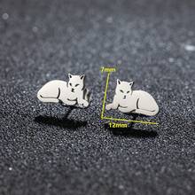 一对精致猫咪耳钉，不锈钢材质，时尚动物宠物猫耳环，可爱女士时尚配饰 - GED474 - 查看 4