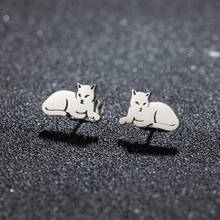 一对精致猫咪耳钉，不锈钢材质，时尚动物宠物猫耳环，可爱女士时尚配饰 - GED474 - 查看 13