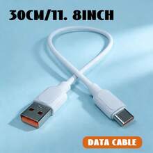 1 pieza Cable USB a Tipo-C de carga rápida en PVC blanco, 3A/60W, 30cm/11.8 pulgadas, compatible con carga rápida y transmisión de datos, compatible con S20/S21/S22/S23, Honor y otros teléfonos inteligentes - Blanco - Ver 5