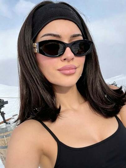 1pc Fashionable Oval Glasses, Retro European And American Style, Suitable For Women's College Style, Oval Temples With Bohemian Style, Suitable For Party, Sports, Outing, Holiday, Travel, Beach, Driving, Street, Vacation, Sports, Outdoor Activities, Street Style Accessories, Color Blocking Bohemian Holiday Style, Suitable For Summer Beach Vacation, Outdoor, Travel Sun Protection, Tortoiseshell Bohemian Style Cat Eye Frame, Suitable For Vacation, Beach, Travel, College Style