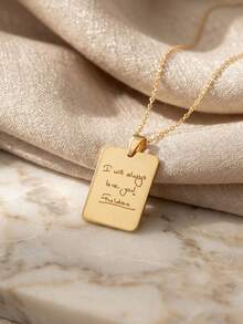 Customized Handwritten Necklace, Real (Your Own) Handwritten Font, 14k Gold Engraved Pendant, Personalized Signature Jewelry, Perfect Gift, Suitable For Women, Personalized Gift For Friends, Couples And Family, Specially Designed Birthday Gift Jewelry ,For Family ,Spring Fashion 2026 - Multicolor - View 3