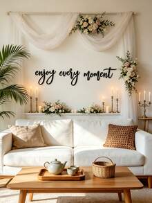 Suitable For All Seasons Gift: "Enjoy Every Moment" Metal Wall Hanging Decor, Happy Phrase Travel Themed Wall Art Suitable For Bedroom, Living Room, Kitchen, Bathroom, Black. Carved Metal Wall Art - Perfect Choice For Home And Office Decor, Ideal Room Decoration - Black - View 9