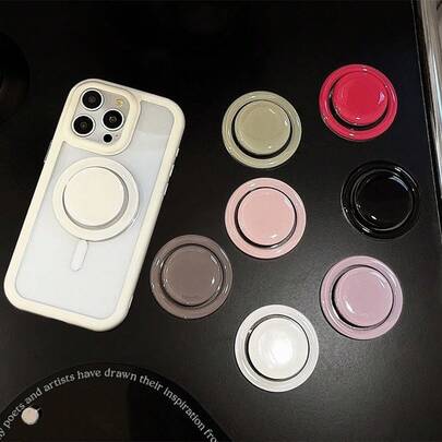 1pc Minimalist INS Solid Color Magnetic Phone Stand Case For IPhone 16/17 Pro Max, Acrylic Material Suitable For IPhone 13/14