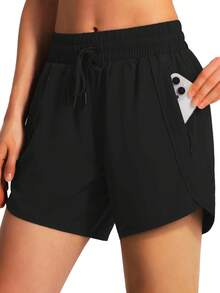 Nueva ropa deportiva informal para mujer, pantalones cortos deportivos para correr, pantalones cortos deportivos ligeros de secado rápido con cremallera - A - Ver 13