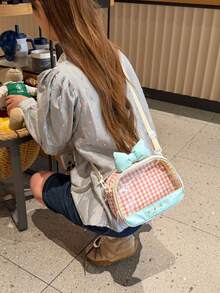 2026 INS Popular Plaid Transparent Bow Cute Square Bag, Contrast Color Sweet Shoulder Bag, Jelly Bag, Letter Girl Ita Bag - Multicolor - View 3