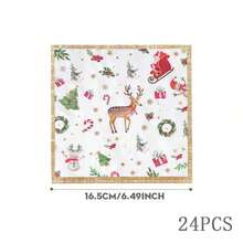 Reindeer Christmas Disposable Tableware Set, 7/9 Inch Disposable Christmas Party Paper Plates, Disposable Paper Cups, Plates, Napkins, Suitable For 10/24 Guests, Suitable For Holiday Celebrations, Christmas Decorations, Especially Suitable For Christmas Events And Party Supplies. - Multicolor - View 12