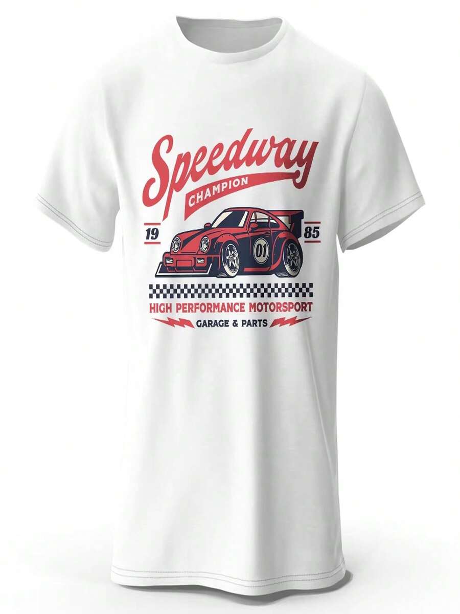 Camiseta de arte de carreras de Fórmula Uno 100% - Camiseta de algodón puro de alta calidad con estampado de velocidad pintado a mano, exclusiva para aficionados a las carreras. - Blanco - Ver 1