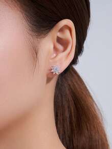 925 Sterling Silver Moissanite Earrings, Hypoallergenic, Minimalist Luxury Design, Anti-Oxidation Versatile Earrings, Gift For Valentine's Day, Mother's Day, Wedding, Engagement, Birthday, Comes With Gift Box And Certificate - Silver - View 4